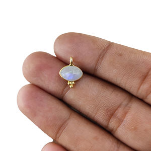 จี้สร้อยคอเงินสีเทอร์ควอยส์รูปเพชรสีทองขนาด6x9มม. ขั้วต่ออัญมณีเหลี่ยมเพชรพลอยชุบทองสำหรับทุกเพศ - Product Image 2