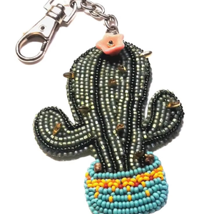 Llavero de cactus con cuentas, colgante de bolso tejido a mano con cuentas, estilo bohemio, para llaves de coche - Product Image 4