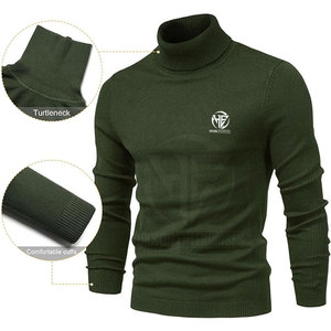 Minimal Casual Clothing Solid Color High Collar Long Sleeve Top for Cool Weather <b>Men</b> <b>Turtle</b> <b>Neck</b> Shirt - Product Image 1