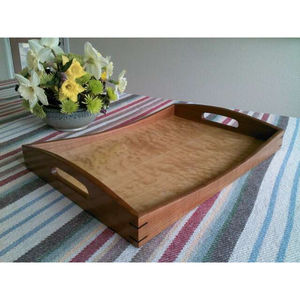 Bandeja redonda de madera rústica con empuñaduras para exhibición y almacenamiento en el hogar Diseñador de mesa Fancy Look Bandeja de madera Suministros Precio bajo - Product Image 1