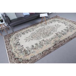 พรมวินเทจขนาด 5.7x9.5 ฟุต พรมตุรกีขนาดใหญ่ พรมลายทางสีน้ำตาล - Product Image 2