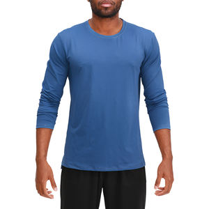 T-shirt de sport décontracté à manches longues pour homme, séchage rapide, haute qualité, personnalisable avec logo, vente en gros, MOQ 1 pièce - Product Image 1
