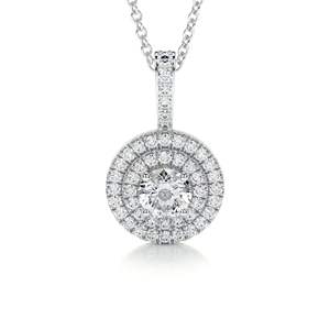 Collier pendentif halo en moissanite taille ronde 5,00 mm pour femme, argent sterling plaqué rhodium, clarté VVS, sans nickel, cadeau - Product Image 1