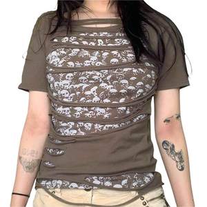 เสื้อยืดสตรีทแบบหลวมสำหรับผู้หญิงเสื้อผ้าผู้หญิงแขนสั้นระบายอากาศได้พิมพ์ลาย - Product Image 6