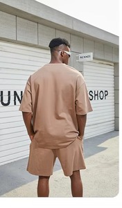 Conjunto de verano de algodón de gran tamaño, conjunto de verano de media manga, conjunto de verano de ajuste relajado con botones de algodón, ropa de moda sin mangas para hombres - Product Image 2