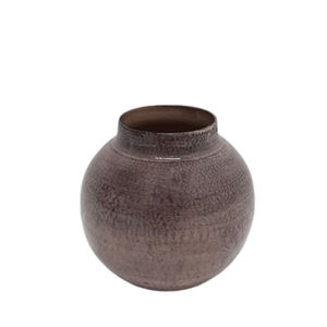 Florero redondo de hierro Color madera de melocotón maceta creativa para mesa y decoración de boda hecho a mano a granel - Product Image 1