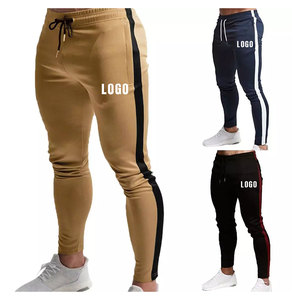 Venta caliente pantalones de chándal hombres entrenamiento Joggers entrenamiento cremallera bolsillo pantalones de chándal hombres Pantalones rectos curvos a rayas - Product Image 1
