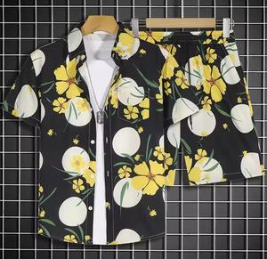 Chemise et short à fleurs thaïlandaises, ensemble de plage, ensemble hawaïen à manches courtes pour la plage - Product Image 2