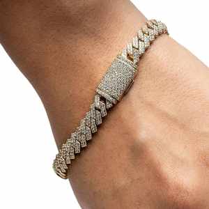 Pulsera Cubana de Plata de Ley 925 con Incrustaciones de Micro Pavé para Bodas y Fiestas, para Hombre y Mujer, Diamante Moissanita - Product Image 1