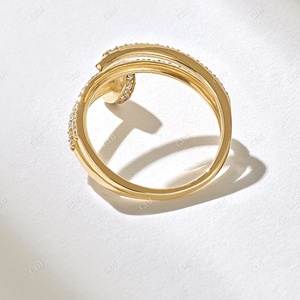 แหวนหมั้นชุบทองด้วยเพชรเม็ด925สีเหลืองเงินแหวนหมั้นออกแบบได้ตามต้องการ - Product Image 4