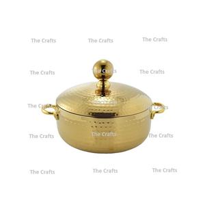 Marmite en cuivre avec poignée en laiton et boutons Casserole de couleur cuivre pour plat de service à bon prix - Product Image 3