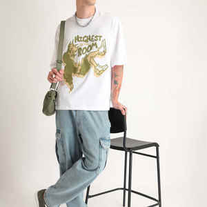 Service OEM 300 Gsm Tissu éponge lourd Impression Épaule tombante T-shirt Personnalisé Surdimensionné 3D pour - Product Image 5