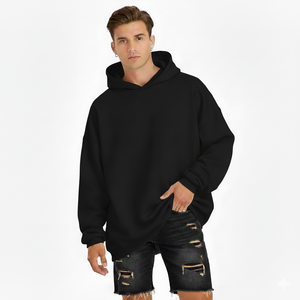 Sweat à capuche oversize à épaules tombantes en polaire unisexe, nouveau design personnalisé, hiver, évacuation de l'humidité, 100% coton, poids lourd - Product Image 3