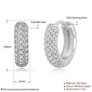 Eh1585 Cá Tính Sụn Piercing Huggie Đồ Trang Sức Mỹ 925 Sterling Bạc Cổ Điển Đầy Đủ Zircon Vòng Hoop Bông Tai Cho Phụ Nữ - Product Image 6
