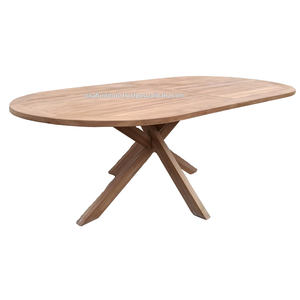 Table à manger ovale en teck indonésien, mobilier de jardin moderne, export pour villa, hôtel, utilisation extérieure - Product Image 6