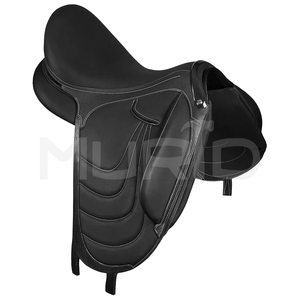 Handgemaakte dressuurzadel van echt leer, houten diepe zitting, dikke kniebeschermers, verfijnde stiksels, Engels model, comfortabel, duurzaam, voor paarden - Product Image 5