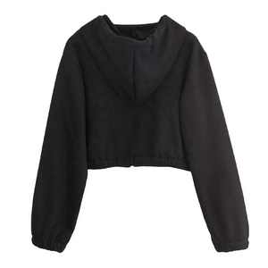 Sudaderas con capucha de gran tamaño con cremallera para mujer, Top informal de corto y manga larga con cuello redondo talla grande, logotipo frontal con hombros caídos, Invierno - Product Image 6