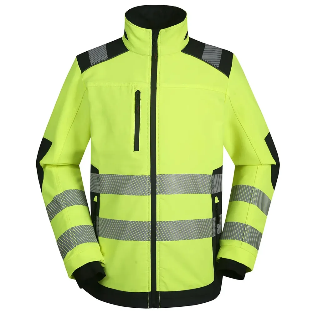 男性用高品質作業服ジャケットリフレクタージャケット建設用の持続可能な黄色の安全ジャケット複数のポケット