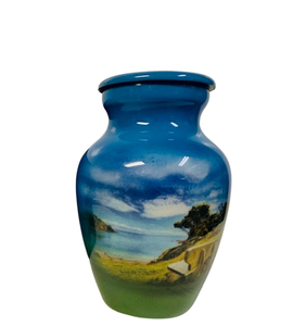 Urna de cremación de recuerdo Tranquilidad Banco vacío mirando un hermoso lago - Product Image 4