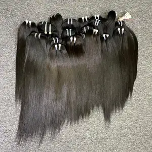 100% Remy Virgin Bone Straight Bundles No Cut End Raw Unprocessed Hair Extensions High Quality Large Stock >=60% Hair Ratio