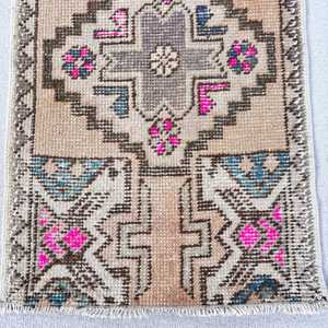1.6x2.6 ft Small Vintage Rug, Turkish Rug, <b>Brown</b> Pink Southwestern <b>Wool</b> Rug - Product Image 4
