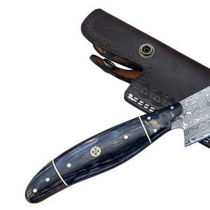 Venta al por mayor de calidad superior personalizada OEM ODM servicio de acero de Damasco forjado a mano cuchillo de Chef de hoja fija cuchillo de cocina alto - Product Image 6