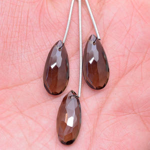 Perles de quartz fumé facettées en forme de poire, 10x22mm, qualité AAA+, pierres semi-précieuses naturelles, perles en vrac pour la création de bijoux - Product Image 1