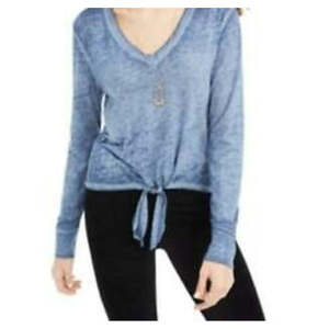 Top Casual Blu Scuro da Ragazzo American Rag con Colletto Arricciato e Cintura Testurizzata in Maglia di Lino e Cotone Lungo XL per Primavera - Product Image 3