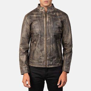Chaqueta de Motero Alex de Cuero Genuino Marrón Desgastado, Reversible, con Cierre de Cremallera, Impermeable, de Piel de Vacuno y Oveja, Talla XS para Otoño - Product Image 4