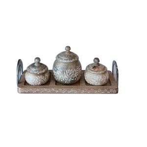 Plateau de service en bois design attrayant avec poignée maison hôtel café hôtel plats de service nourriture fruits café plateau de service - Product Image 1