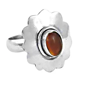Anillo de Plata de Ley 925 con Flor y Piedra Preciosa para Mujer, Hipoalergénico/Resistente al Deslustre, Regalo - Product Image 2
