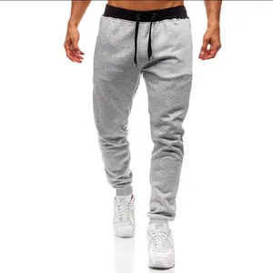 Pantalons de jogging amples pour hommes, taille élastique, décontractés, en noir et gris, devant plat, pantalon ample - Product Image 2