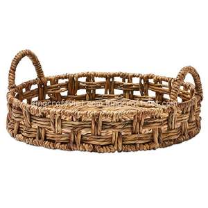 Bandeja de jacinto de agua hecha a mano a precio competitivo con asa, cesta de servicio reutilizable al por mayor, cesta de almacenamiento de bandeja de Vietnam - Product Image 2