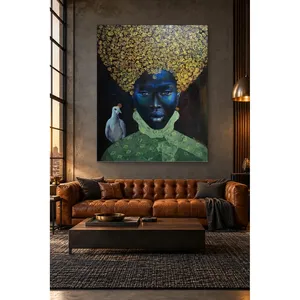 Fida, femme africaine aux cheveux bouclés dorés et impression sur toile colombe - Product Image 2