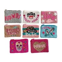 Dompet Koin Bordir Manik-Manik Buatan Tangan Berkualitas Premium Mewah Desain Kustom Resleting Dompet Manik-Manik Kecil Tas Mini Wanita