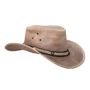 Nuevos sombreros de vaquero de cuero al aire libre para hombres de vaquero occidental personalizados, sombreros de vaquero en cuero genuino, sombreros de moda al por mayor - Product Image 2