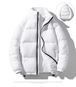 Winter Warm Solid White Color Stand Collar Puffer <b>vest</b> Hood design Custom Printing Logo Men Casual Fashion Bomber Bubble Jacket - Product Image 1