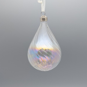 Haute qualité irisé larme verre arbre de noël ornement paillettes impression ruban cintre boule accessoires décoratifs - Product Image 3