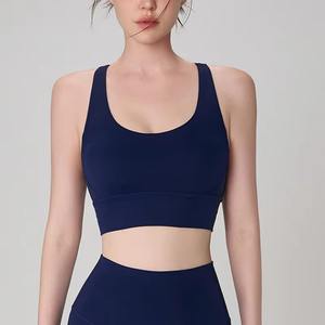 Top Deportivo Corto de Yoga para Mujer, Personalizado al por Mayor, Sin Costuras, de Nailon y Spandex, Resistente a Impactos, Transpirable y Ligero, para Correr y Hacer Ejercicio - Product Image 3