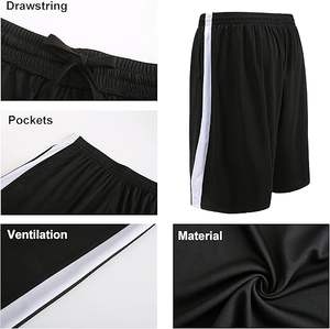 Pantalones cortos de entrenamiento ligeros para hombre para gimnasio y Fitness Diseño cómodo con cintura elástica Bolsillos funcionales Patrón sólido - Product Image 6