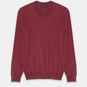 Pull marron à manches longues et col en V 100% coton de haute qualité respirant anti-rides anti-rétrécissement pour le fabricant d'hiver - Product Image 1