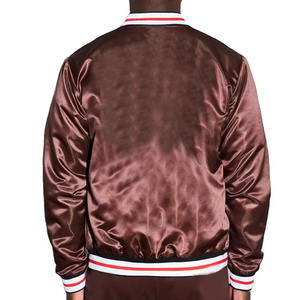 2025 blouson aviateur en satin avec logo personnalisé pour hommes toile de haute qualité avec col montant conception de logo avant disponible pour la vente en gros - Product Image 2