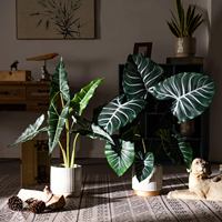 Planta Artificial de Alocasia Amazonica con Hojas Esculpidas de Vetas Intensas en Forma de Flecha, Ideal para Exhibiciones en Hoteles Boutique y Salas de Exposición