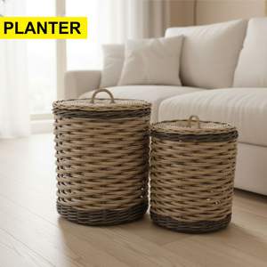 ตะกร้าหวายงานฝีมือ คอลเลคชั่นคูบู สีเทาดำ - Product Image 5