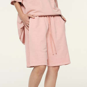 2025 Fashion Casual Eco-Friendly 100% Cotton Loose Fit Summer <b>Shorts</b> <b>Elastic</b> <b>Waist</b> Front Logo-Customizable Logo Trendy <b>Shorts</b> - Product Image 3