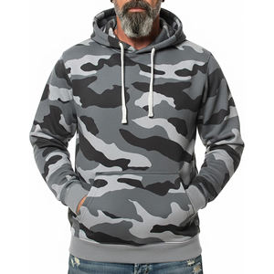 Vêtement d'extérieur en polaire chaud d'hiver, motif camouflage, confortable, élégant, tendance streetwear, tissu doux, design décontracté, uni, teinture unie, 100% coton - Product Image 1