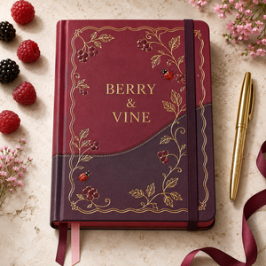 Quaderno LABON personalizzato A5 con copertina rigida a motivo <span class=keywords><strong>di</strong></span> vite, taccuino floreale bordeaux, agenda a punti con elastico, regalo per marchi boutique - Product Image 3