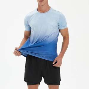 Camiseta Deportiva Ligera, Transpirable y de Secado Rápido, Personalizada, para Correr, de Seda/Algodón, Corte Regular, con Degradado, para Hombre - Product Image 1