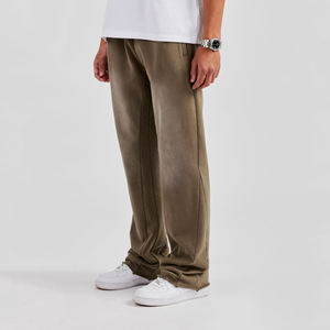 Pantalons de survêtement décontractés pour hommes, personnalisés OEM/ODM, à devant plat, 100% coton, respirants, séchage rapide, confortables, fermeture à cordon, légers - Product Image 2