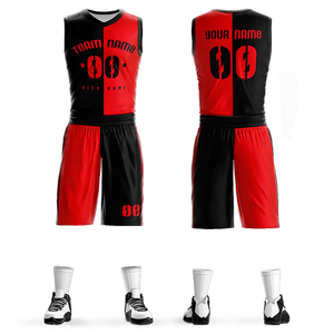 Ensemble uniforme de basket-ball personnalisé de haute qualité pour enfants grande taille été conception imprimée réversible pleine sublimation - Product Image 3